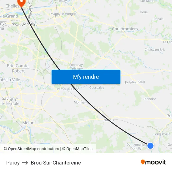Paroy to Brou-Sur-Chantereine map