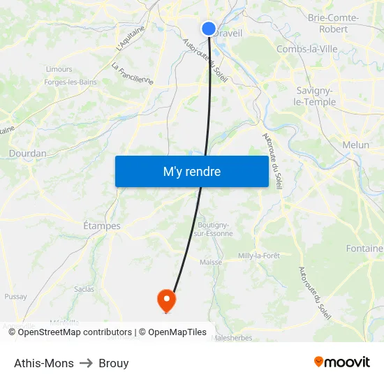 Athis-Mons to Brouy map