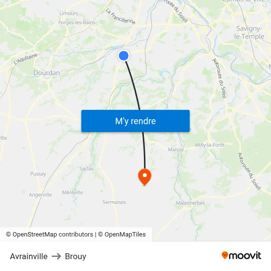 Avrainville to Brouy map