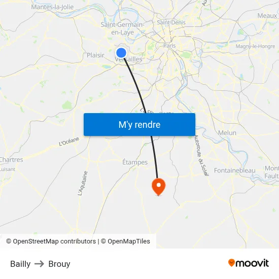 Bailly to Brouy map