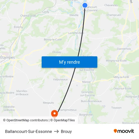Ballancourt-Sur-Essonne to Brouy map