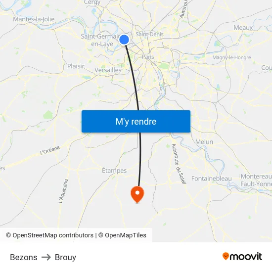 Bezons to Brouy map