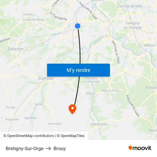 Bretigny-Sur-Orge to Brouy map
