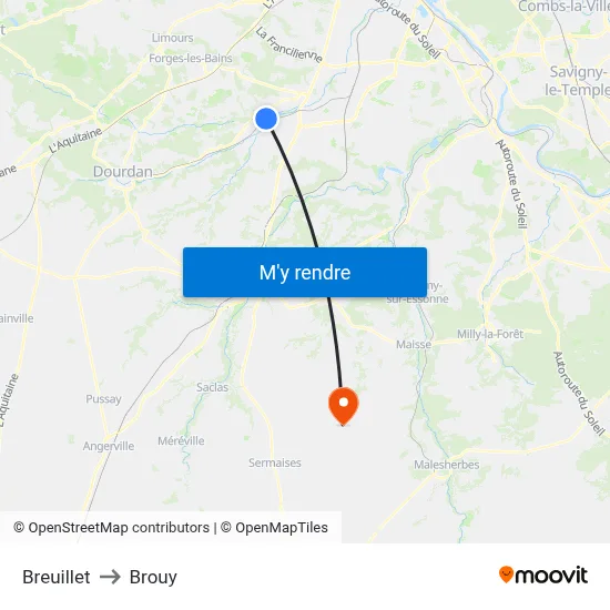 Breuillet to Brouy map
