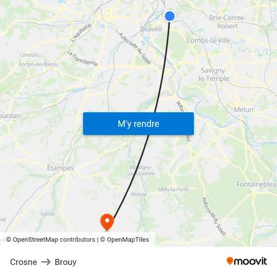 Crosne to Brouy map