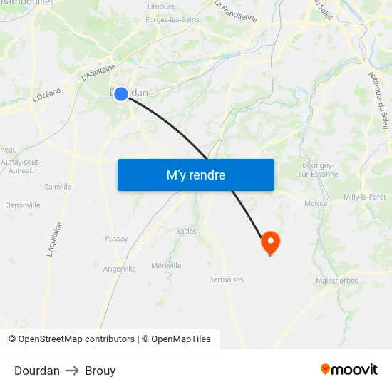 Dourdan to Brouy map