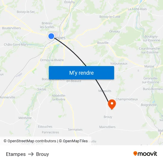 Etampes to Brouy map