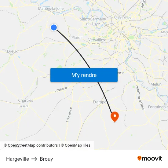 Hargeville to Brouy map