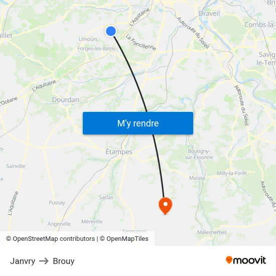 Janvry to Brouy map