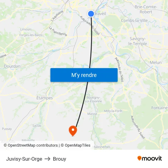 Juvisy-Sur-Orge to Brouy map
