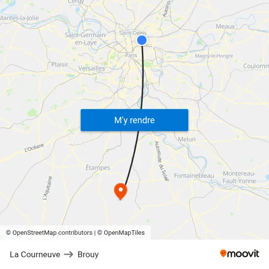 La Courneuve to Brouy map