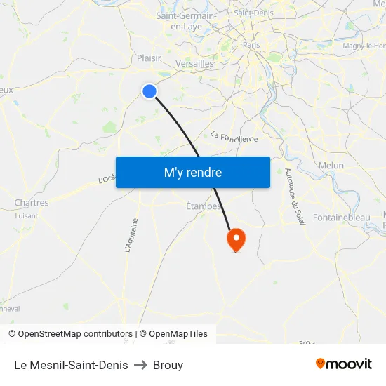Le Mesnil-Saint-Denis to Brouy map