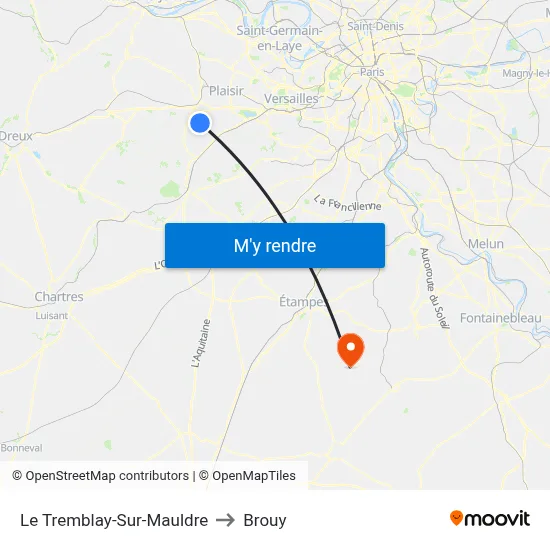 Le Tremblay-Sur-Mauldre to Brouy map