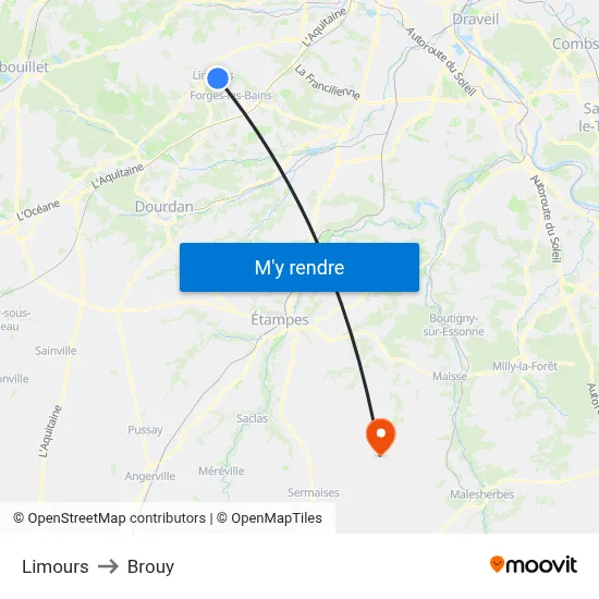 Limours to Brouy map