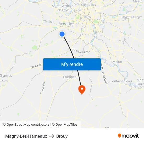 Magny-Les-Hameaux to Brouy map