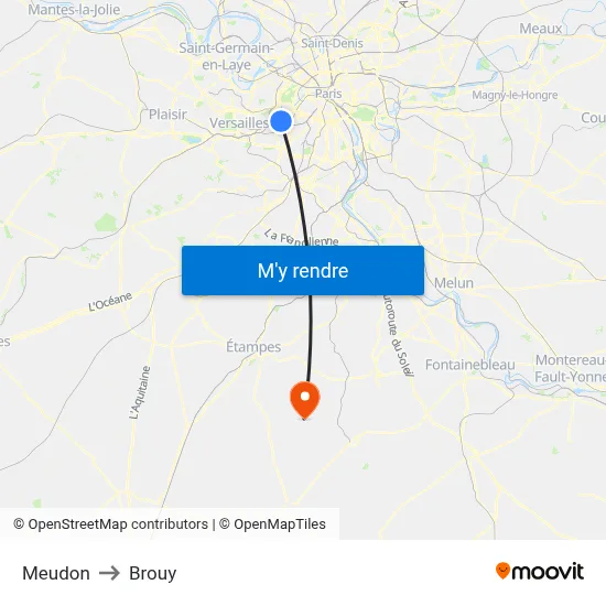 Meudon to Brouy map