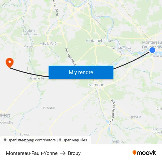 Montereau-Fault-Yonne to Brouy map