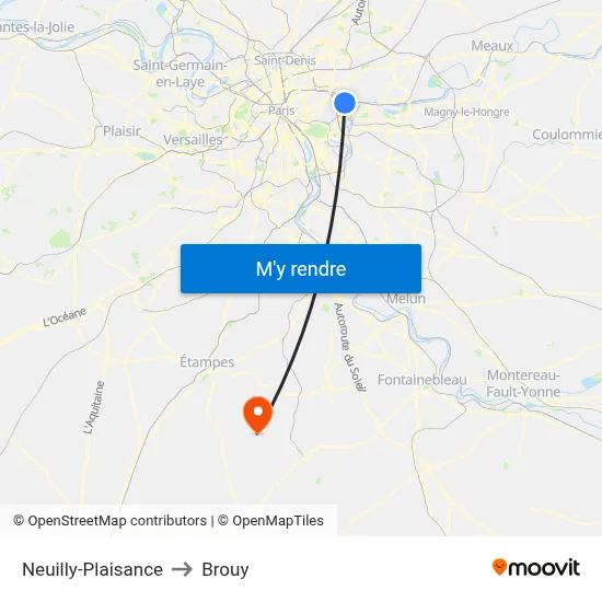 Neuilly-Plaisance to Brouy map