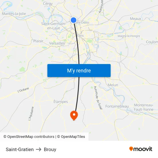 Saint-Gratien to Brouy map