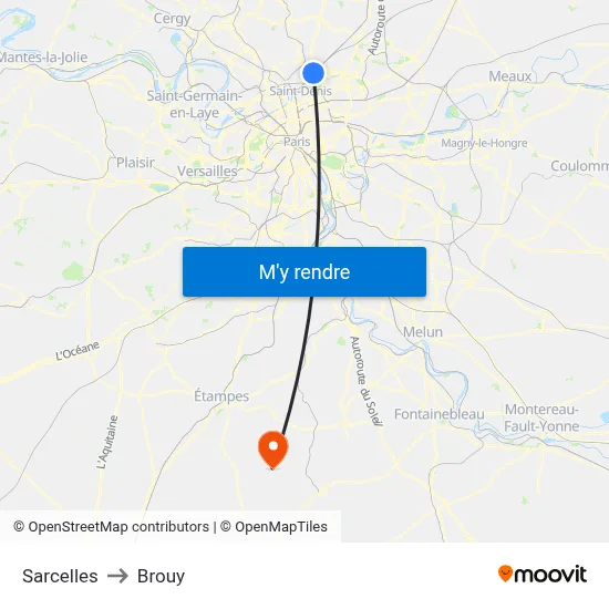 Sarcelles to Brouy map