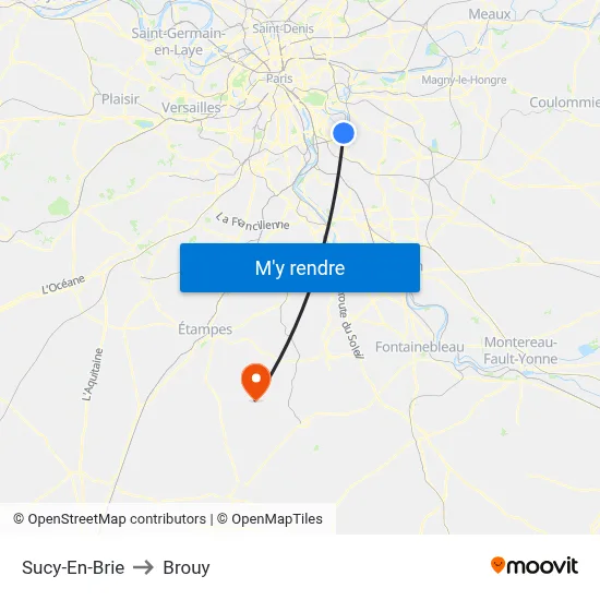 Sucy-En-Brie to Brouy map