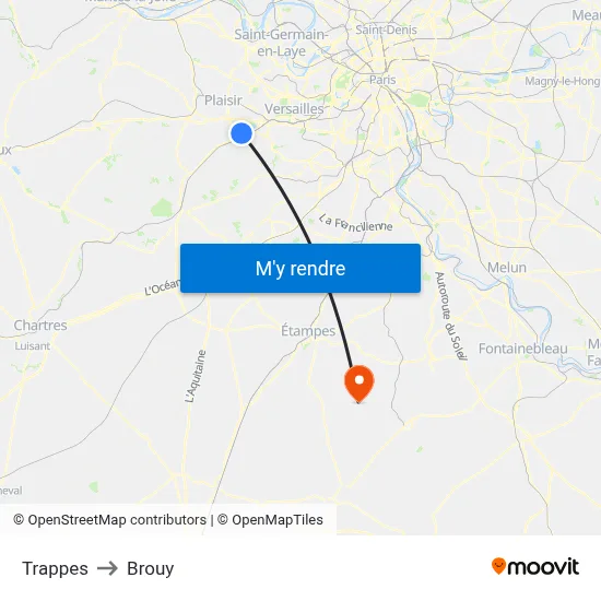 Trappes to Brouy map