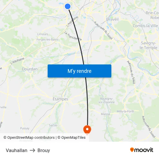 Vauhallan to Brouy map