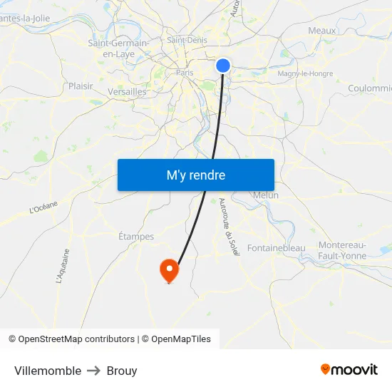 Villemomble to Brouy map