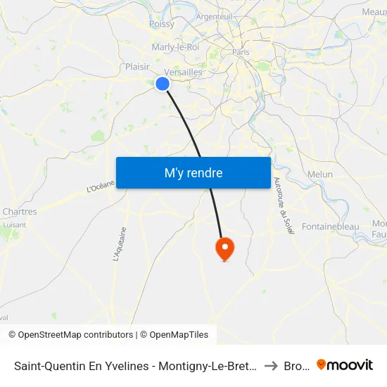 Saint-Quentin En Yvelines - Montigny-Le-Bretonneux to Brouy map