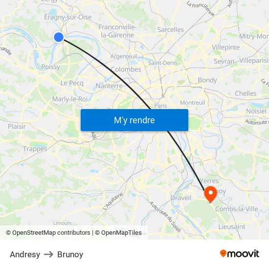 Andresy to Brunoy map