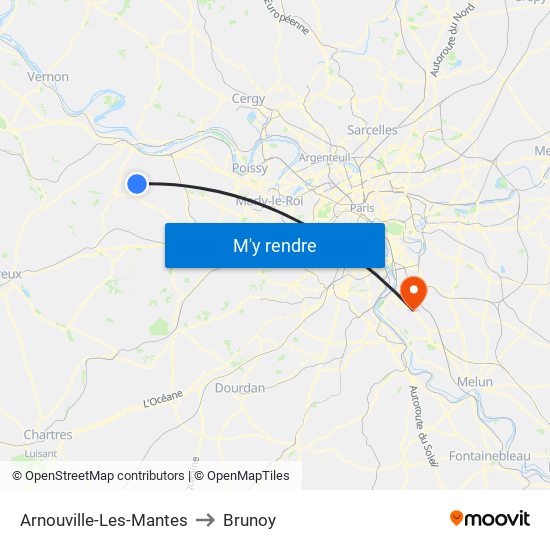 Arnouville-Les-Mantes to Brunoy map