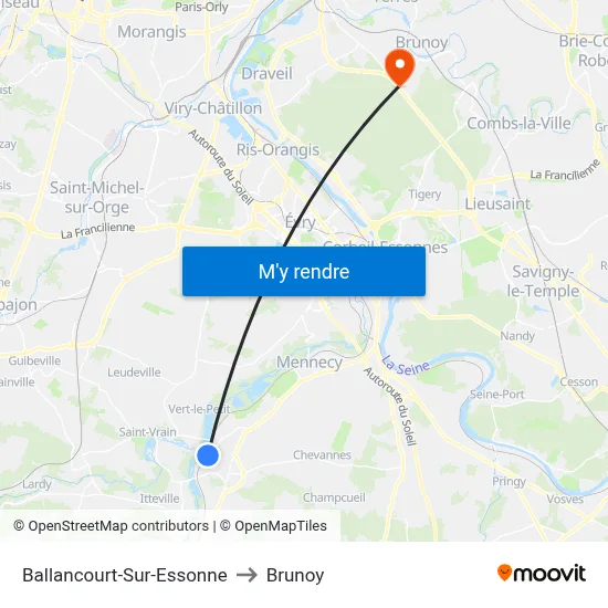 Ballancourt-Sur-Essonne to Brunoy map