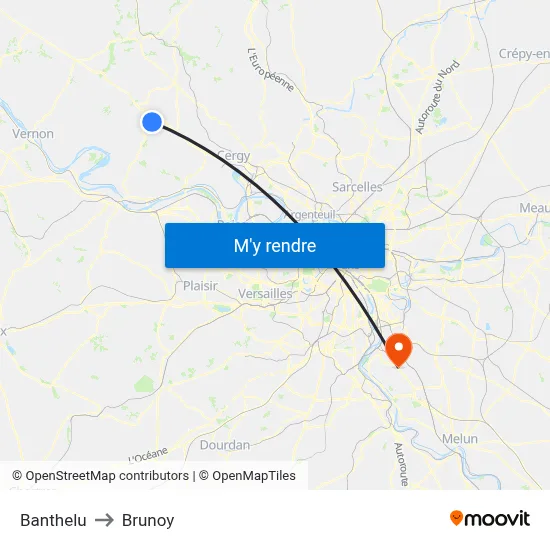 Banthelu to Brunoy map
