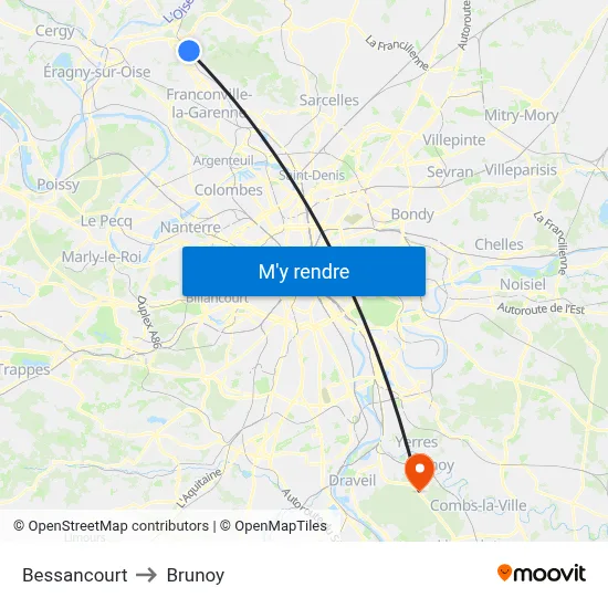 Bessancourt to Brunoy map