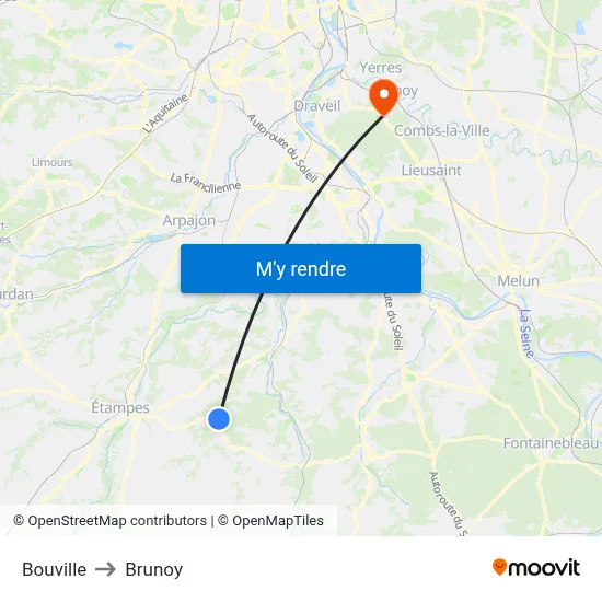 Bouville to Brunoy map