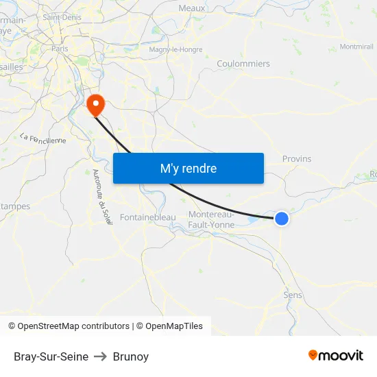 Bray-Sur-Seine to Brunoy map