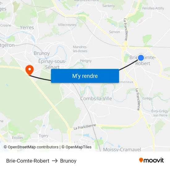 Brie-Comte-Robert to Brunoy map