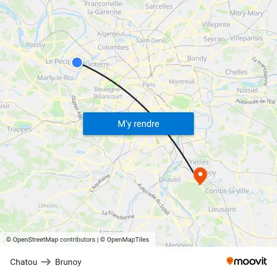 Chatou to Brunoy map