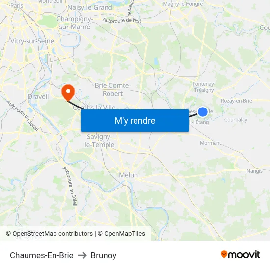 Chaumes-En-Brie to Brunoy map