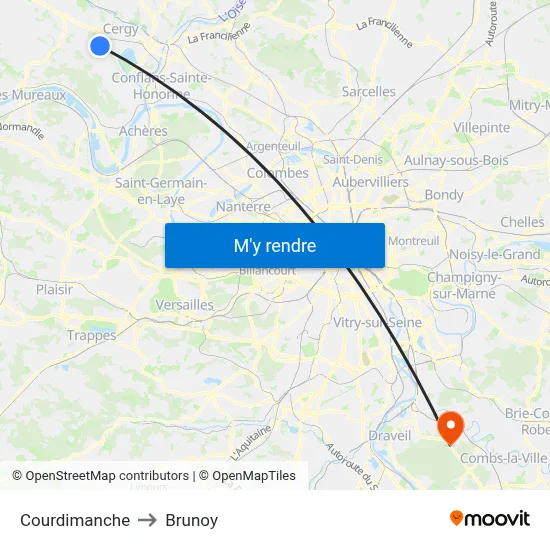 Courdimanche to Brunoy map