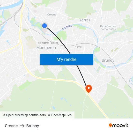 Crosne to Brunoy map