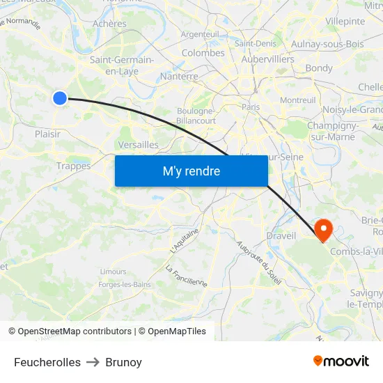 Feucherolles to Brunoy map