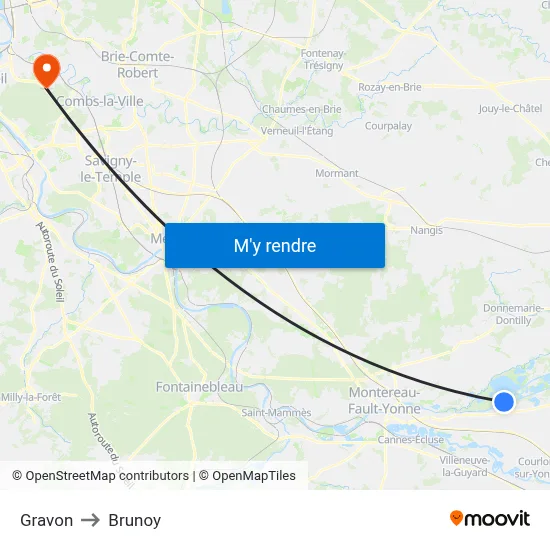 Gravon to Brunoy map