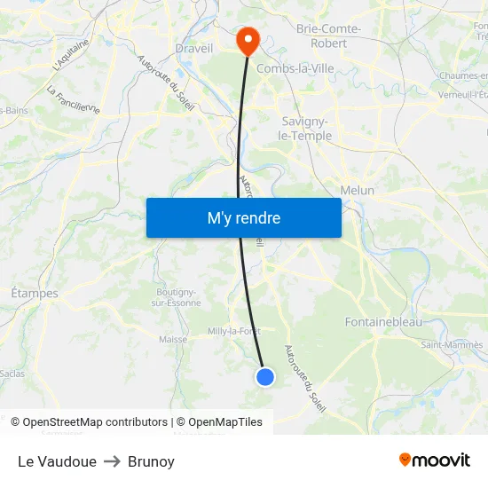 Le Vaudoue to Brunoy map