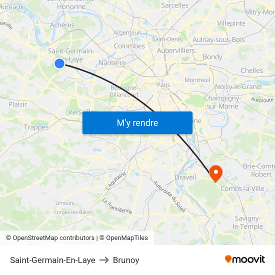 Saint-Germain-En-Laye to Brunoy map