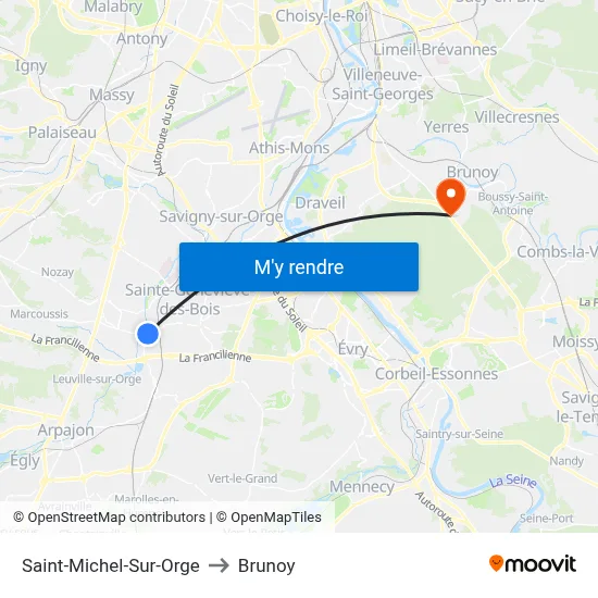 Saint-Michel-Sur-Orge to Brunoy map
