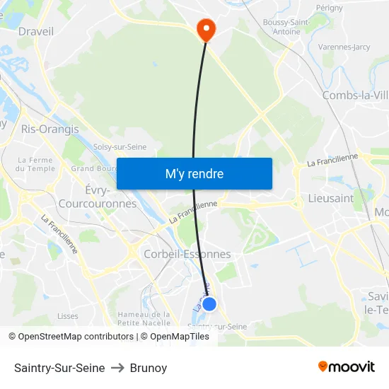 Saintry-Sur-Seine to Brunoy map