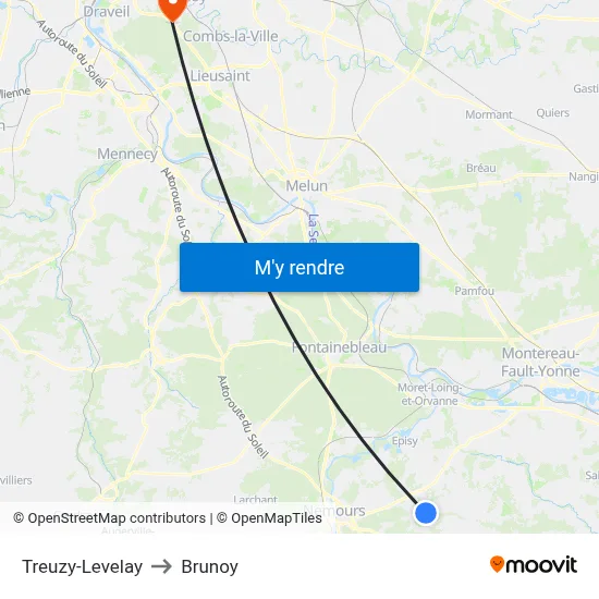 Treuzy-Levelay to Brunoy map