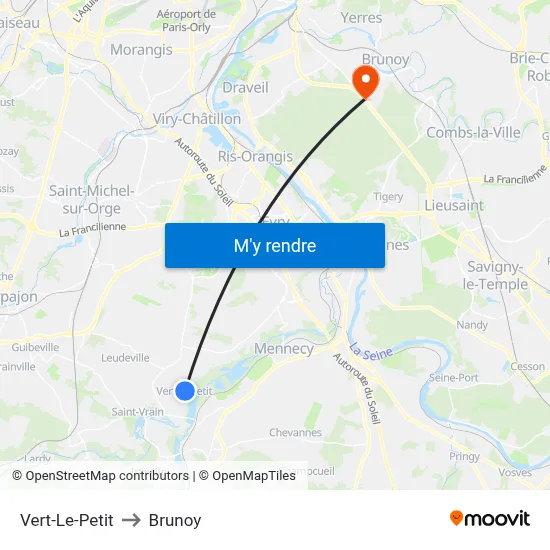Vert-Le-Petit to Brunoy map