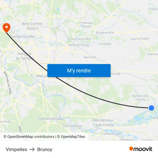 Vimpelles to Brunoy map